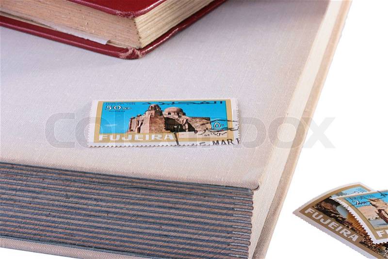 United Arab Emirates - CIRCA 1966: A stamp is printed in United Arab Emirates and visited Fujeira, let out CIRCA in 1966, stock photo