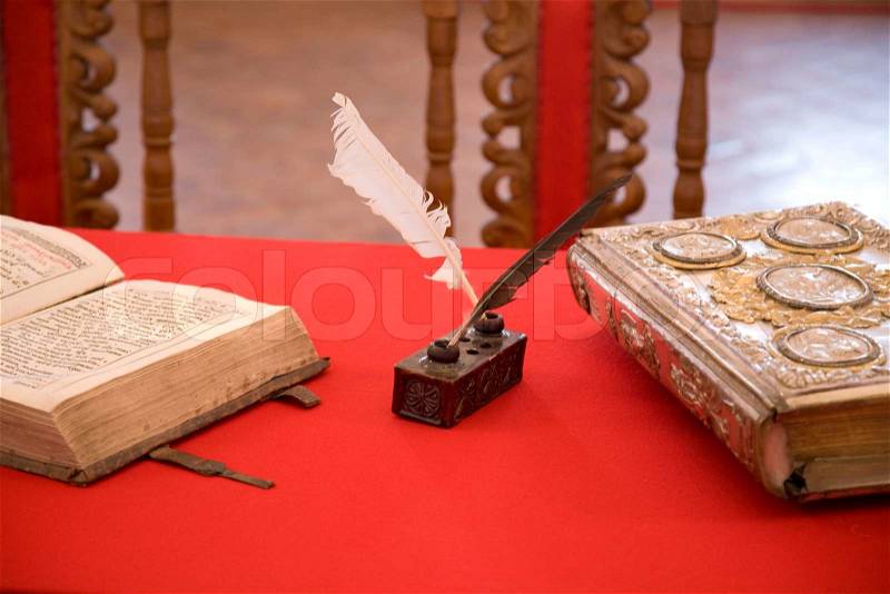 Old Style Writing Objects on the Table, stock photo
