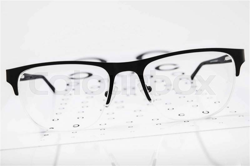 Black eye glasses ssolated on white, stock photo