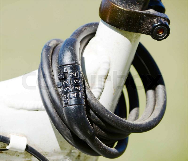 Old number lock on a bike, stock photo
