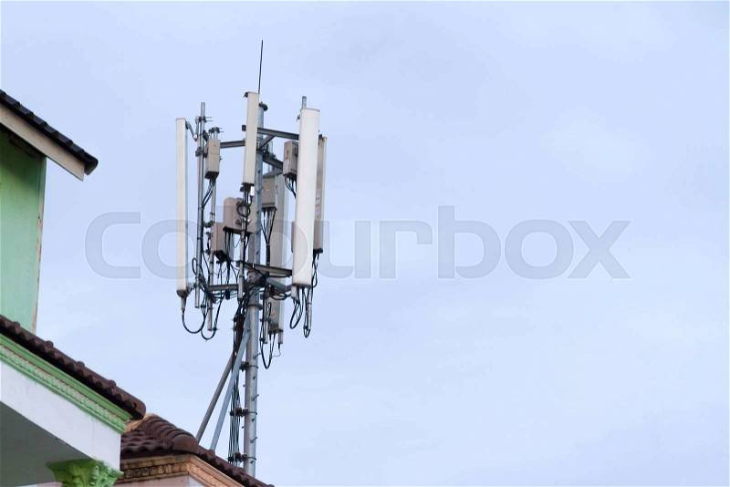 High-Tech 3G GSM antenna Sophisticated Electronic Communications Tower, stock photo