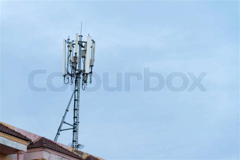 High-Tech 3G GSM antenna Sophisticated Electronic Communications Tower, stock photo