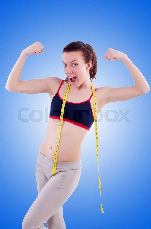 Young girl with centimeter in dieting concept, stock photo