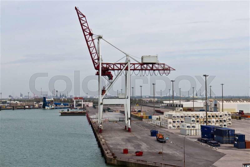 DUNKIRK/FRANCE - April 17, 2014: Port of Dunkirk (Grand Port Maritime de Dunkerque) is the 3rd largest port in France, stock photo