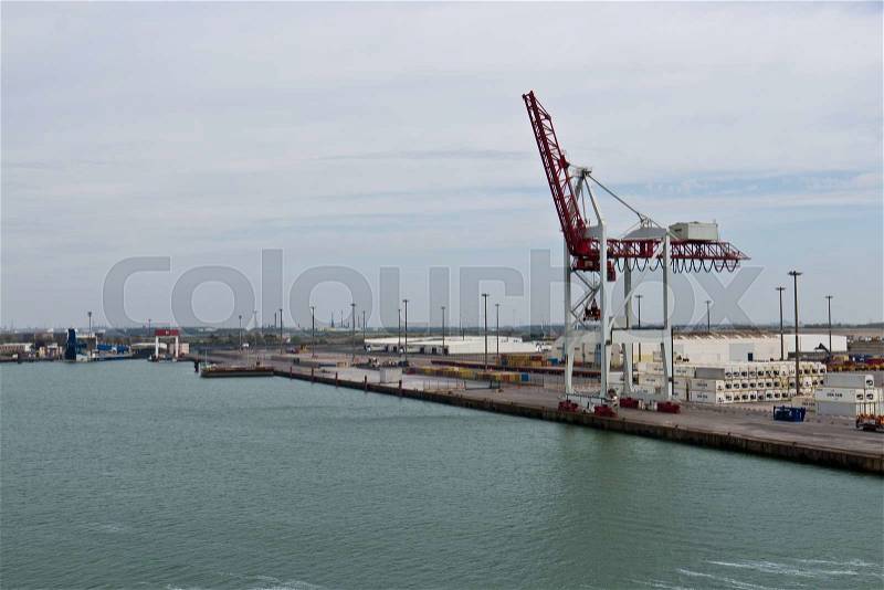 DUNKIRK/FRANCE - April 17, 2014: Port of Dunkirk (Grand Port Maritime de Dunkerque) is the 3rd largest port in France, stock photo
