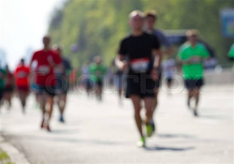 Blurred mass people of marathon runners , stock photo