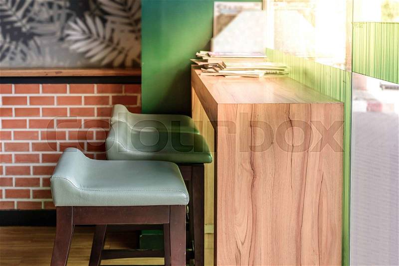 Vintage style coffee bar with sunlight, stock photo