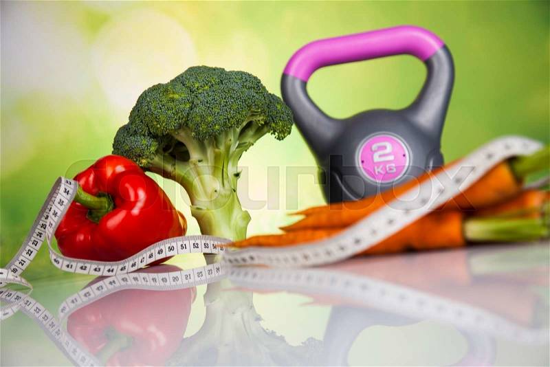 Food and measure tape ,fitness concept, stock photo