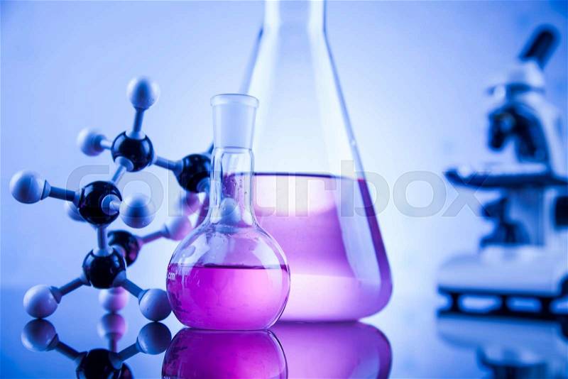 Science concept, Chemical laboratory glassware, stock photo