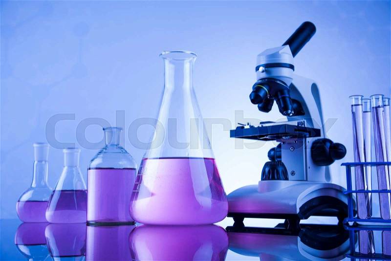 Microscope in medical laboratory, Research and experiment, stock photo