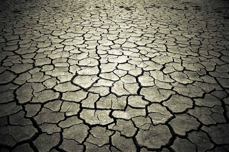 The soil in the fissures appeared on the long-term heat, stock photo