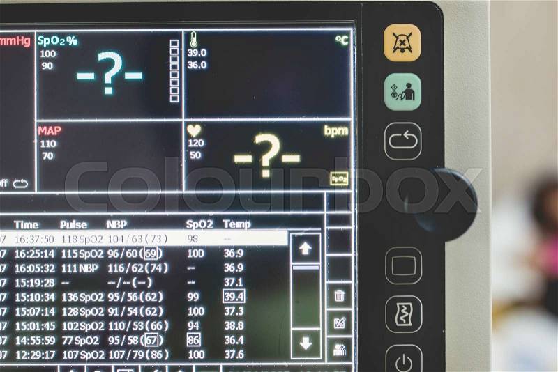 Health care portable monitoring in hospital, stock photo