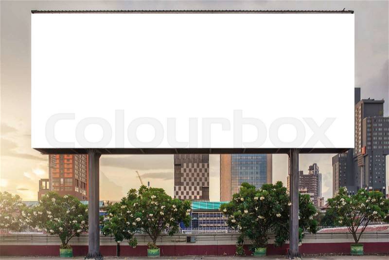 Blank billboard at twilight for advertisement, stock photo