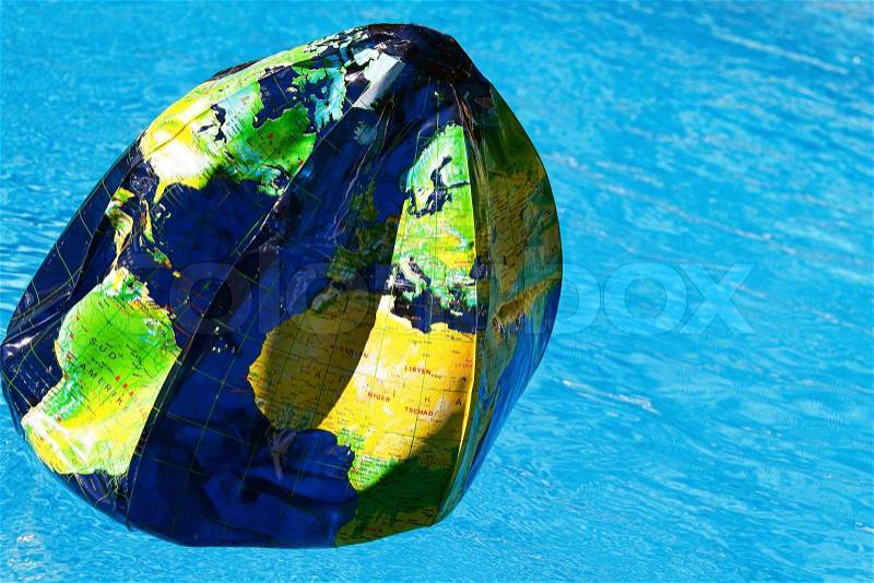 Water polo as a globe. The globe is made by the air pollution, stock photo