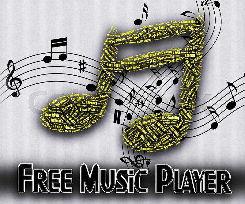 Free Music Player Represents No Cost And Acoustic, stock photo