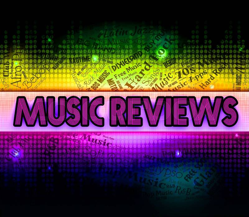 Music Reviews Indicating Sound Track And Evaluation, stock photo