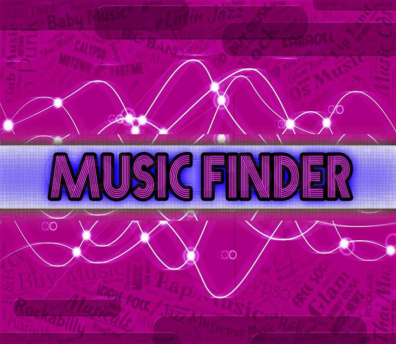 Music Finder Showing Sound Track And Soundtrack, stock photo