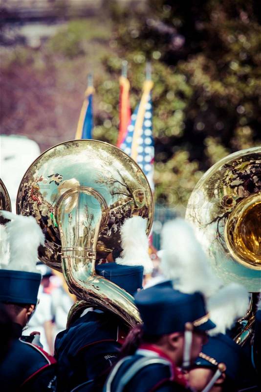 Brass band parade, stock photo