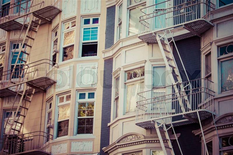 Fire escape on an old building , stock photo