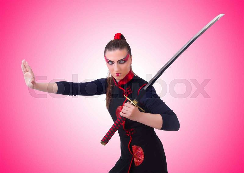 Woman in japanese martial art concept, stock photo