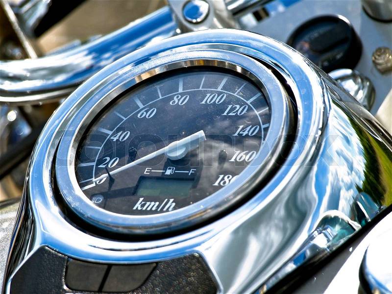 Close up photo of the bike speed counter, stock photo