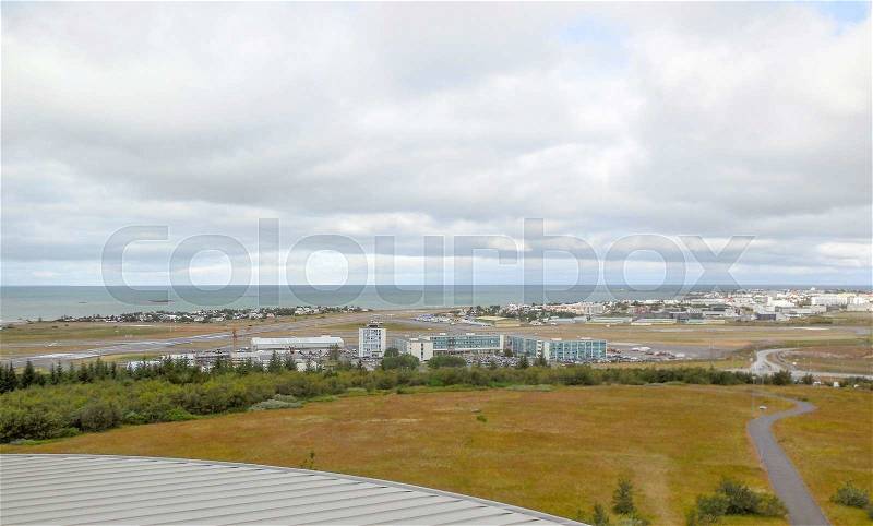 Panoramic view of Reykjavik, the capital of Iceland, stock photo