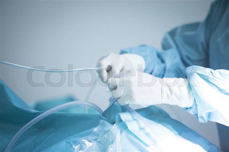 Traumatology orthopedic surgery hospital emergency operating room prepared for arthroscopy operation photo, stock photo