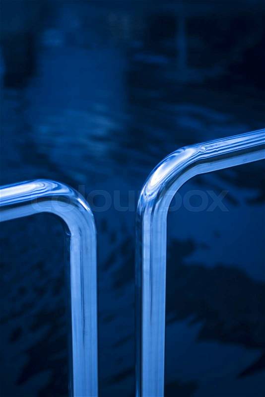 Health spa physical therapy, rehabilitation, physiotherapy water jets hydrotherapy spray and railings photo in blur tones, stock photo