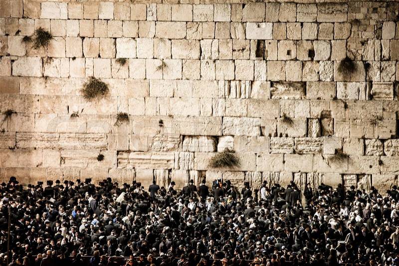 Prayers at the Western Wall, Jerusalem, Israel, stock photo