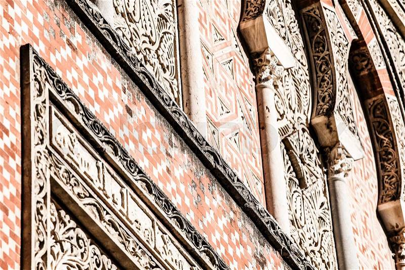 Arabian arches in spanish town of Cordoba, symbol of the arabian domination in Middle Age, in mudejar style. , stock photo