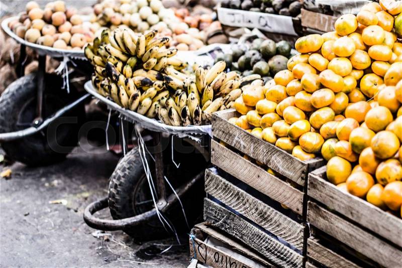 Colorful Vegetables and Fruits , marketplace Peru. , stock photo