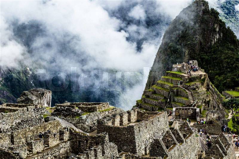 Machu Picchu, the ancient Inca city in the Andes, Peru , stock photo