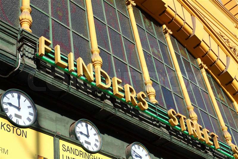 Flinders Street Station The entrance to Flinders Street Station. Australia, Melbourne. , stock photo