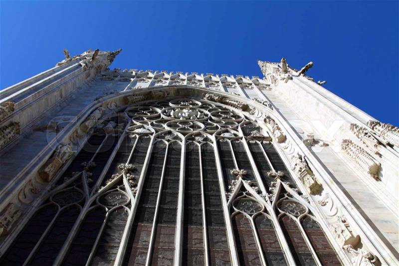Duomo di Milano gothic cathedral church, Milan, Italy, stock photo