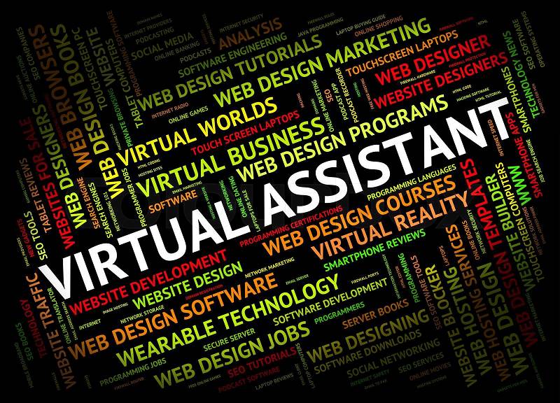 Virtual Assistant Indicating Contract Out And Freelance, stock photo