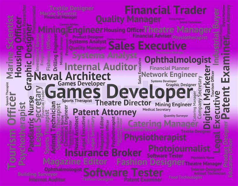 Games Developer Indicating Play Time And Recreational, stock photo