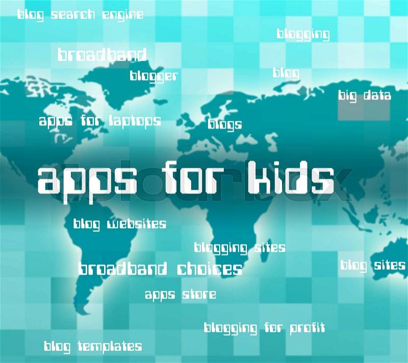 Apps For Kids Represents Application Software And Words, stock photo