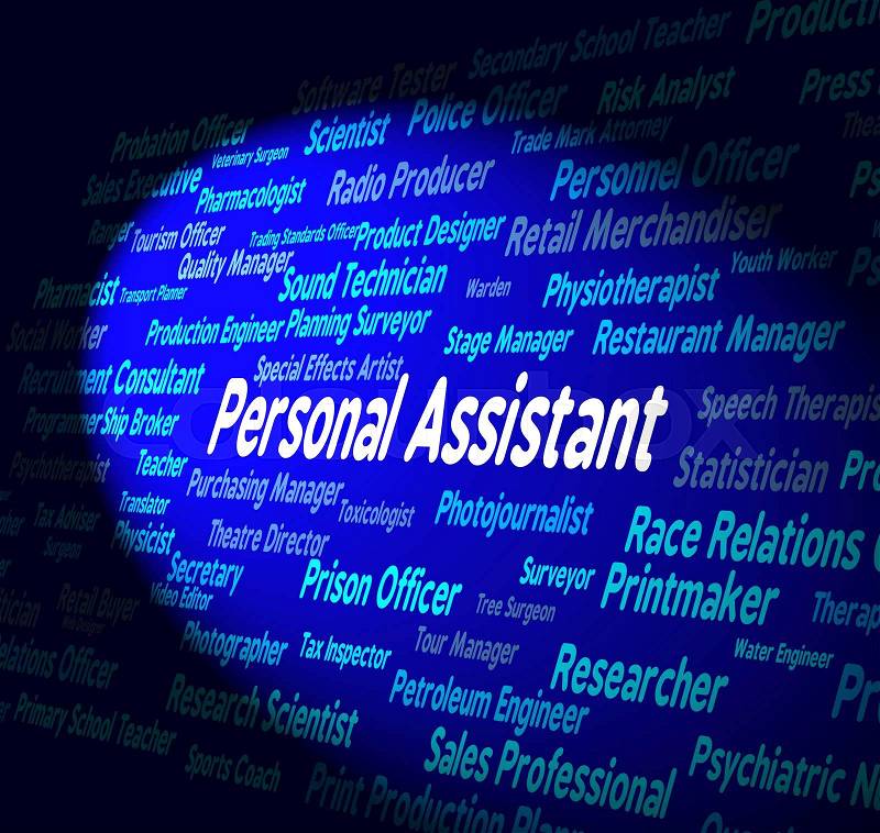 Personal Assistant Represents Career Occupations And Private, stock photo