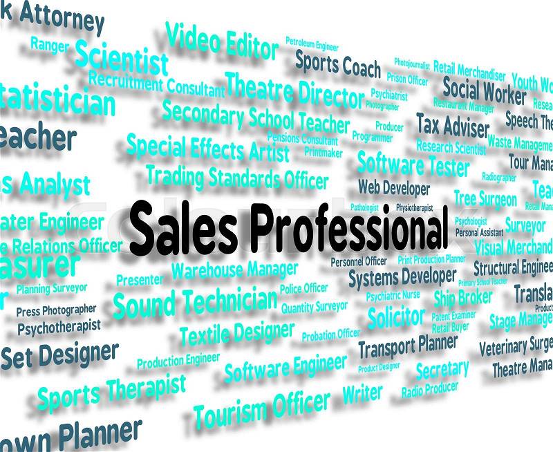 Sales Professional Indicating Words Position And Employment, stock photo
