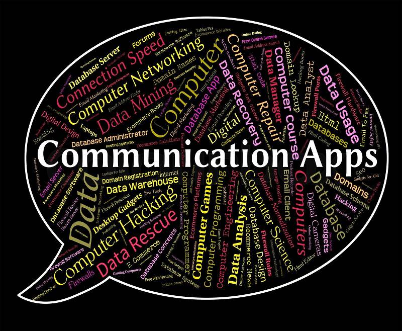 Communication Apps Representing Application Software And Internet, stock photo