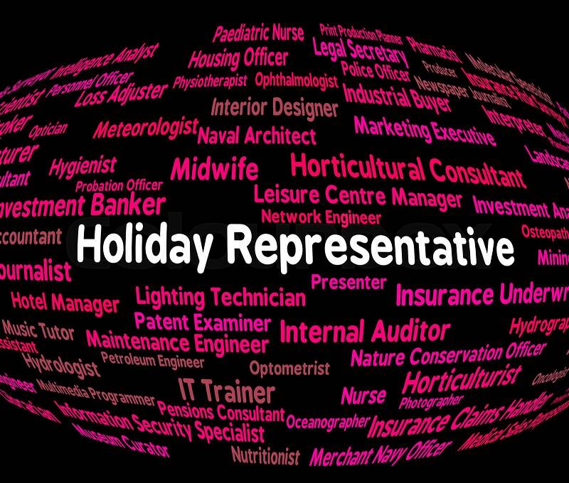 Holiday Representative Indicating Go On Leave And Salesmen Employment, stock photo