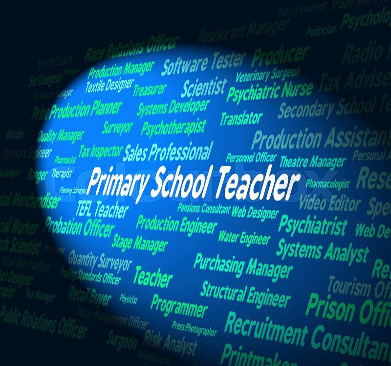 Primary School Teacher Indicating Give Lessons And Coach, stock photo