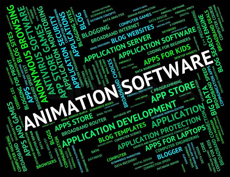 Animation Software Represents Animated Programming And Programs, stock photo
