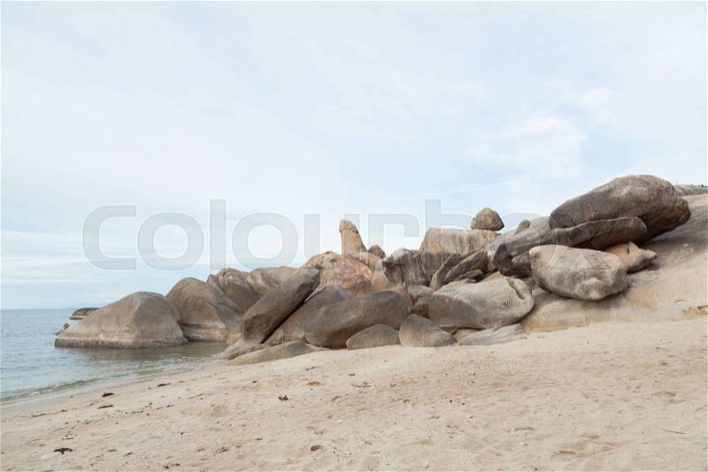 Beach Grandfather Rock Koh Samui in Thailand Travel Essentials, stock photo