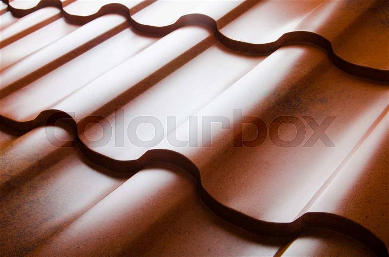 Close up of metal roof tile, stock photo