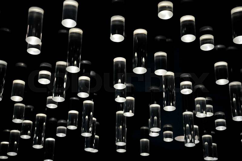 Acrylic light bulbs - Lighting in the darkness, stock photo