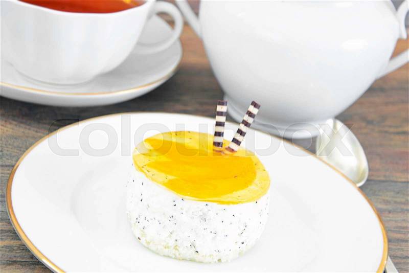 Diet and Healthy Food: Cheese Cake with Fruit. Studio Photo, stock photo