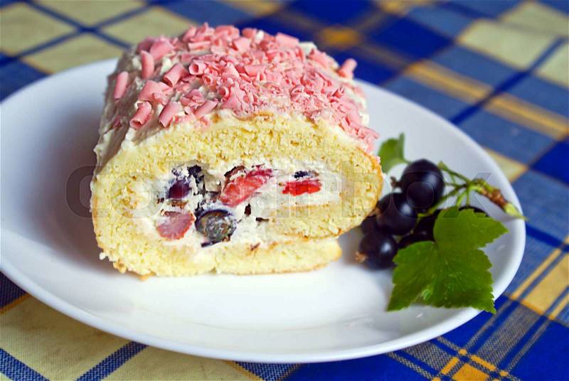 Delicious Berry Cake, Decorated with Pink Sprinkles. Studio Photo, stock photo