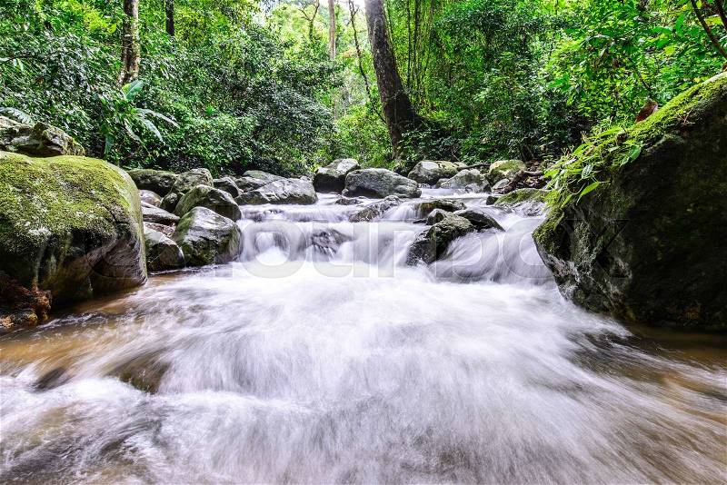 Krok E Dok waterfall in national park, Saraburi Thailand, stock photo