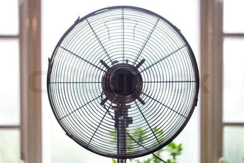 Electric fan in front in the Close up, stock photo